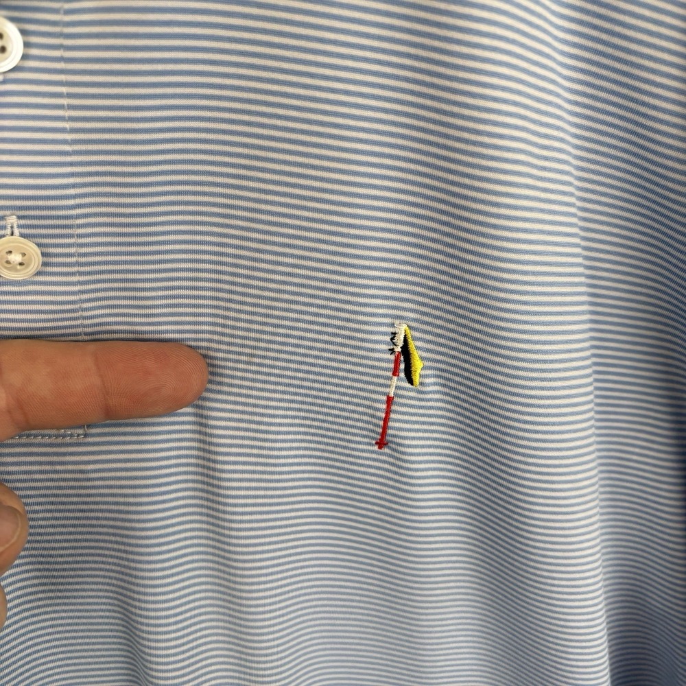 Holderness & Bourne Polo Shirt Men 2XL Blue White Striped Tailored Fit Golf - Picture 3 of 8